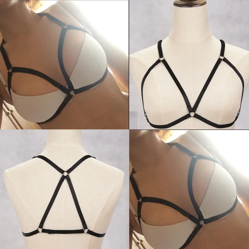 

New Sexy Goth Lingerie Elastic BODY Harness cage bra lingerie Bondage Body harness belt