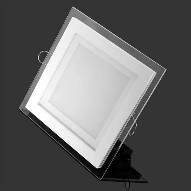 18-watowy panel LED typu Downlight Kwadratowe szklane oświetlenie panelowe Lampy wpuszczane sufitowe o wysokiej jasności AC85-265 Z adapterem