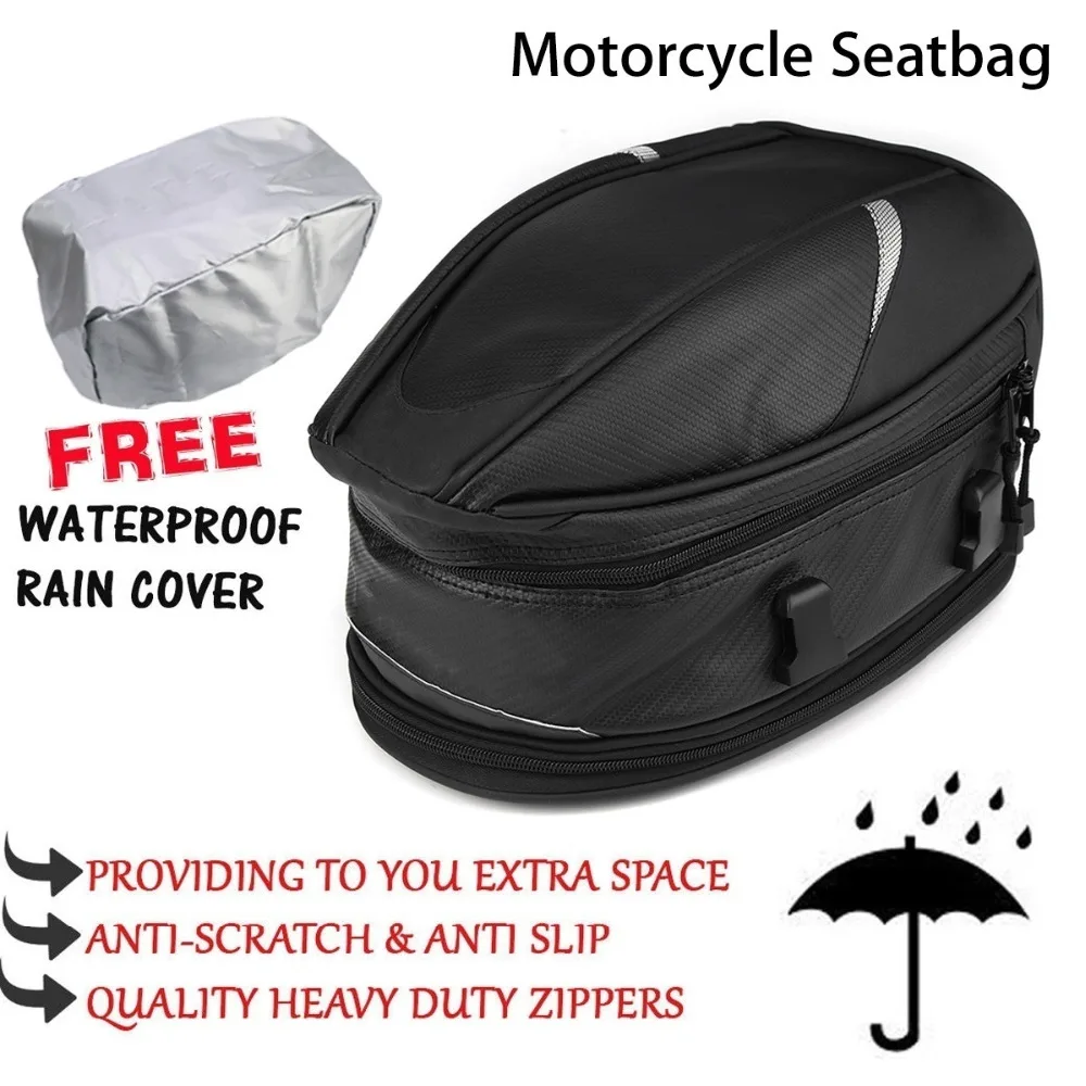 Fashion Waterproof Cycling Motorcycle Rear Tail Seat Package Back Carry Bag Rain Cover