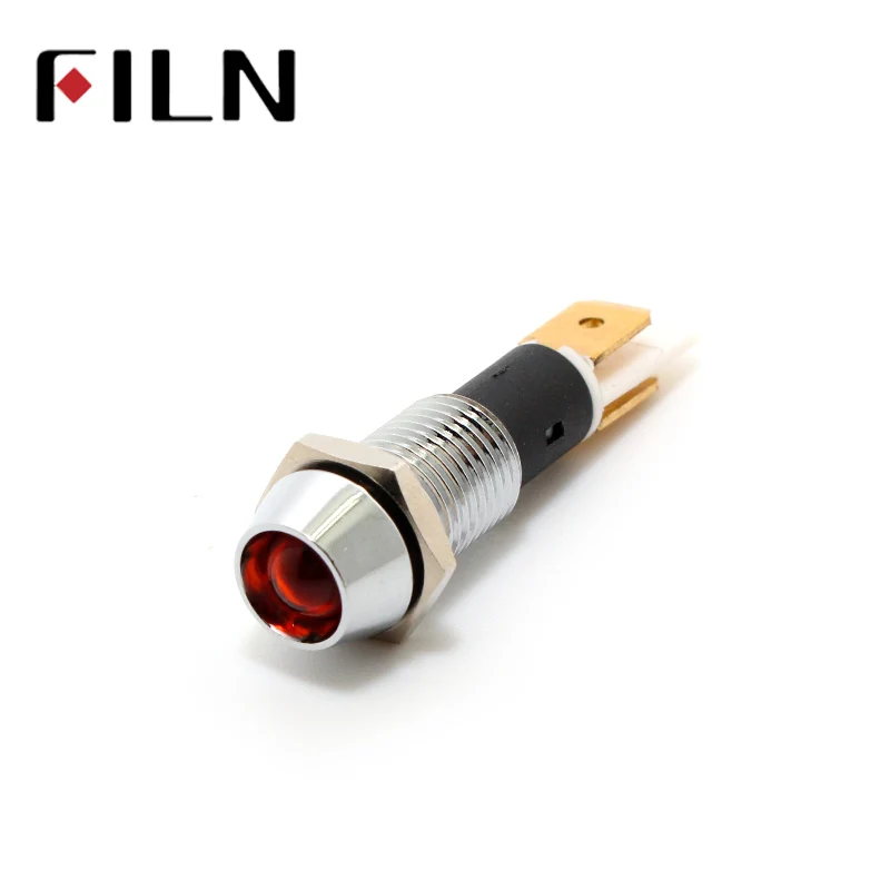 FILN 10mm 6v 24v 110v 220v indicator light red yellow blue white metal led computer signal lamp