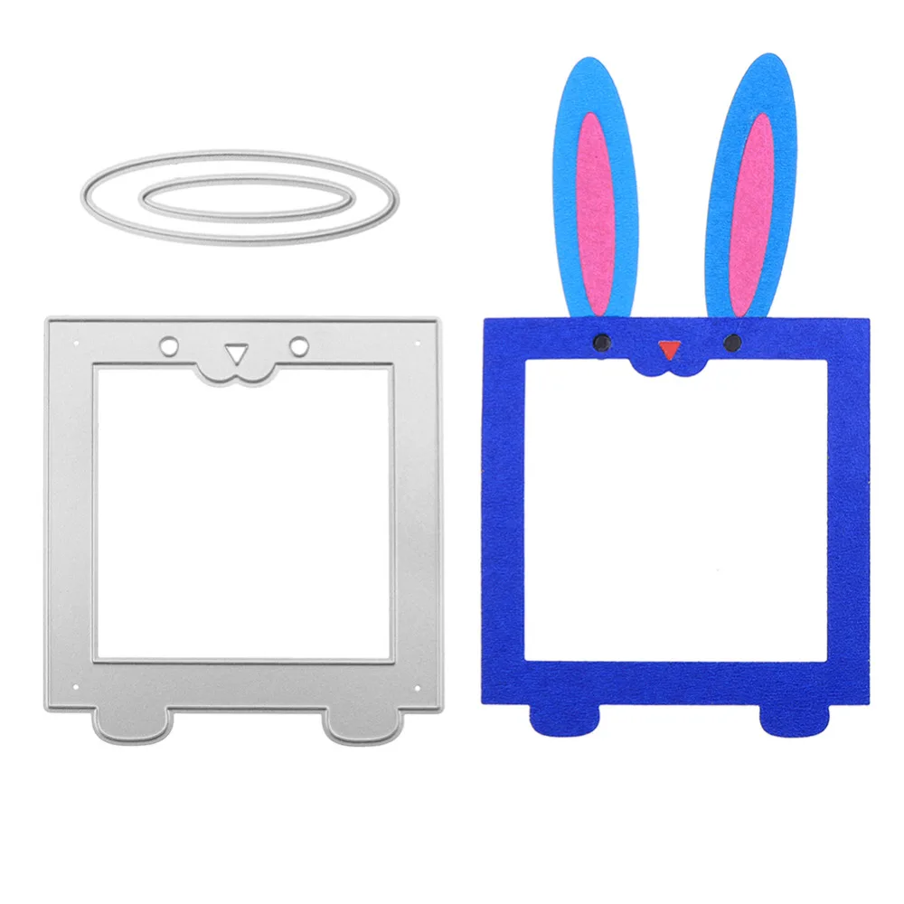 3pcs/Set Cute Bunny Square Metal Cutting Dies Stencil for DIY Scrapbooking Photo Album Embossing Paper Cards Decorative Crafts