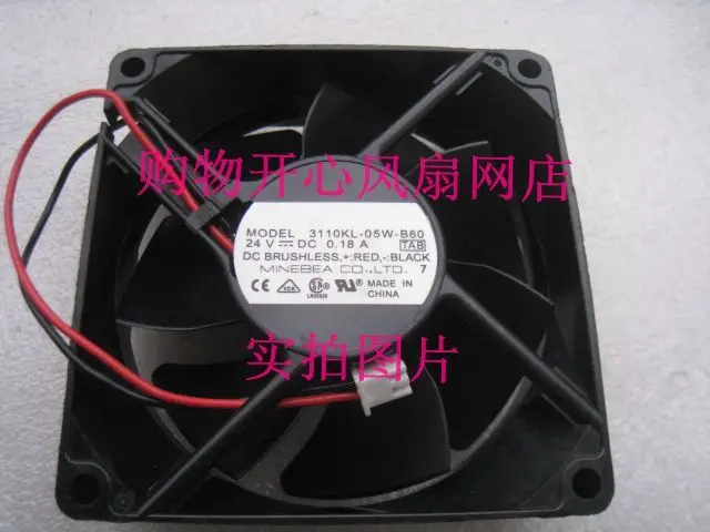 

NMB-MAT 3110KL-05W-B60 TAB DC 24V 0.18A 2-Wire 80x80x25mm Server Cooling Fan