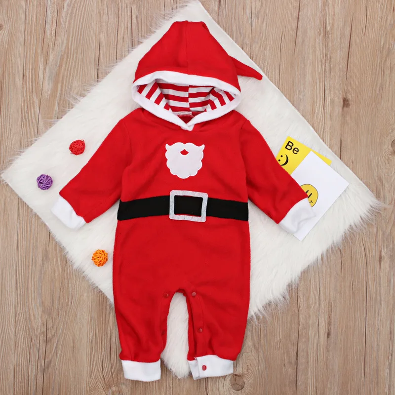 Children\'s Wear Baby Boy Girl Infant Long Sleeve Christmas 100% Soft Cotton Fleece Romper Jumpsuit Playsuit Clothes 0-24M DS19