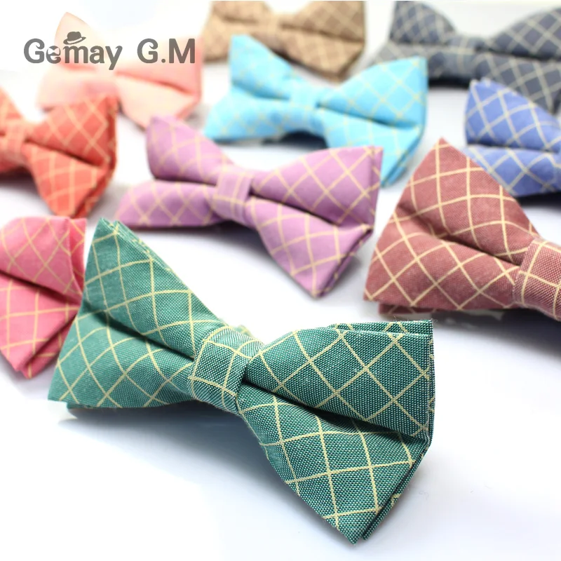 Mens Bowtie Fashion Casual Cotton Plaid Bow Tie Accessories England Style Neck Tie for Wedding Skinny Gravatas Suit Cravat