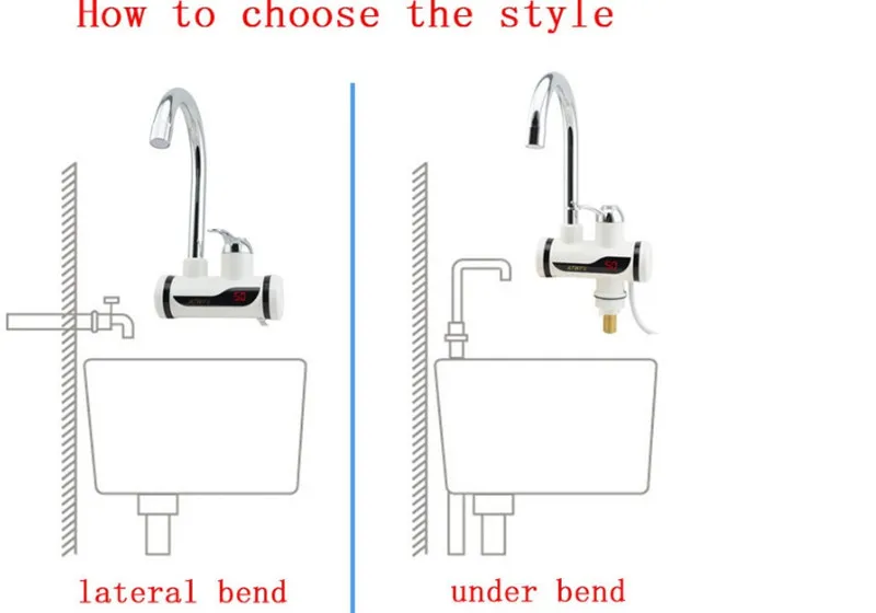 Электрический смеситель для горячей воды 473-BD3000W-C, с цифровым дисплеем