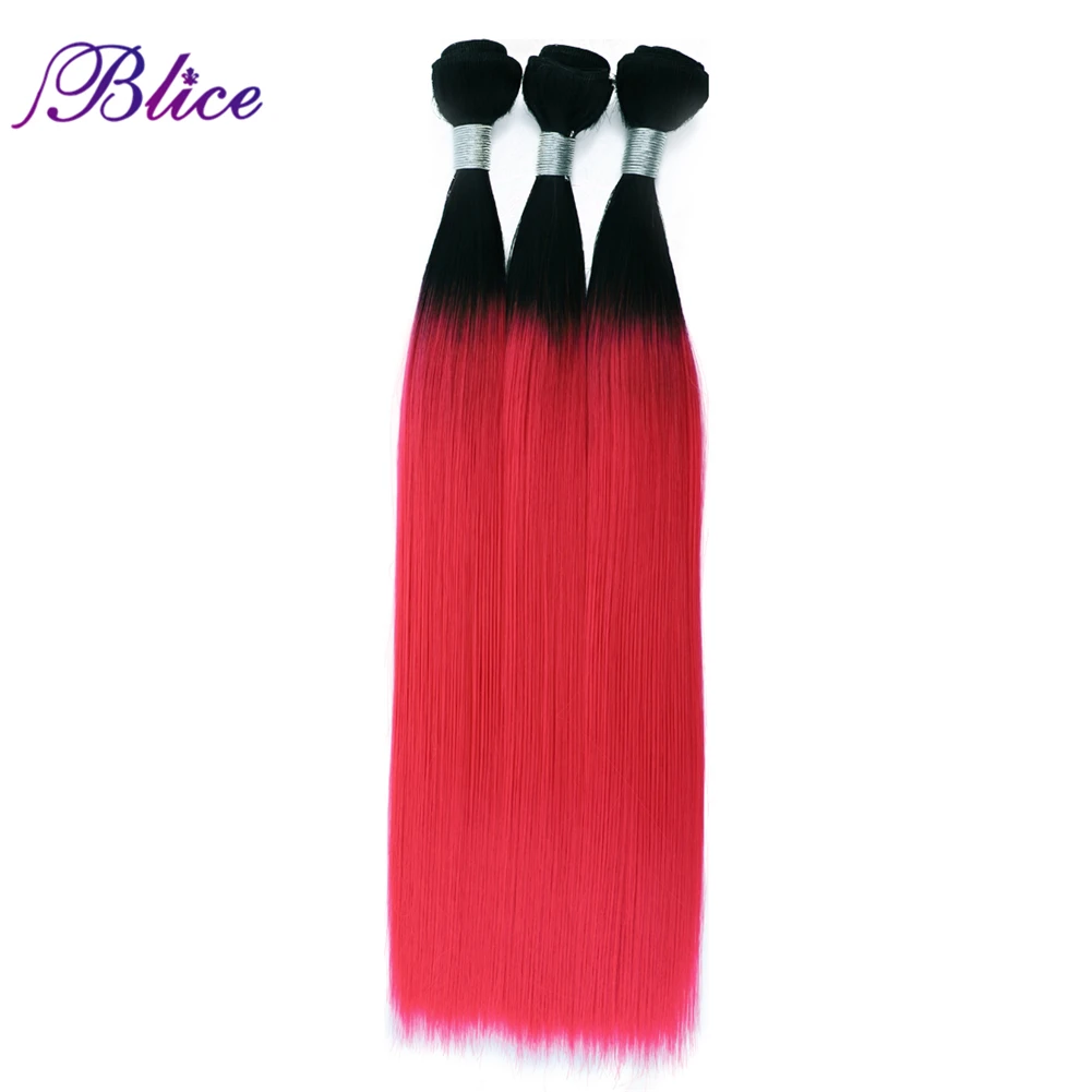 BLICE − Extensions capillaires synthétiques ombrées, rouge T1B, cheveux longs lisses, tissage en lot, une richesse, trame colorée, pour filles