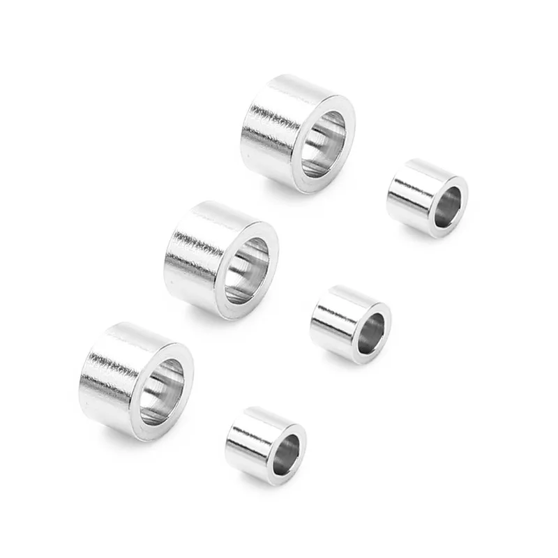SAUVOO 20pcs/lot Stainless Steel Short Tube Spacer Bead with 3.2mm Big Hole for DIY European Jewelry Making Accessories Supplier