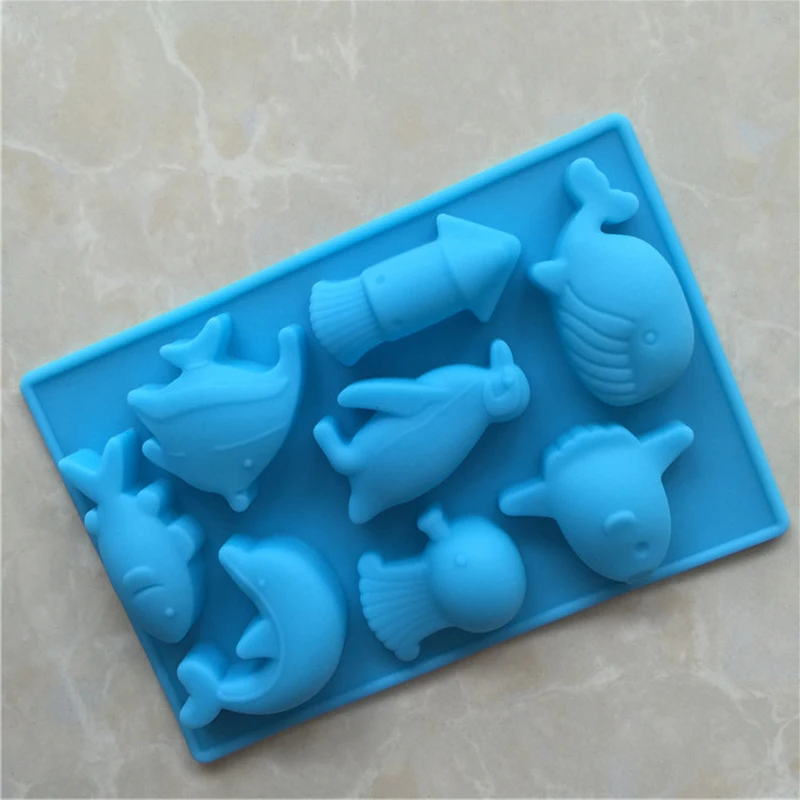 1pcs Marine World CreatureSilicone Chocolate Mould Fashion Simple Kitchen Bakeware Cake Tool Birthday Cake Decoration Supplies