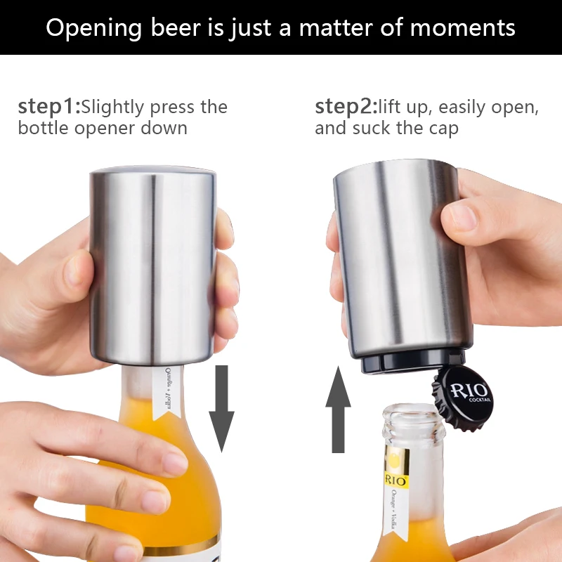 Konco Magnetische Automatische Bier Flasche Opener Edelstahl Magnet Jar Opener Küche Bar Zugehörigkeit Wein Dosenöffner