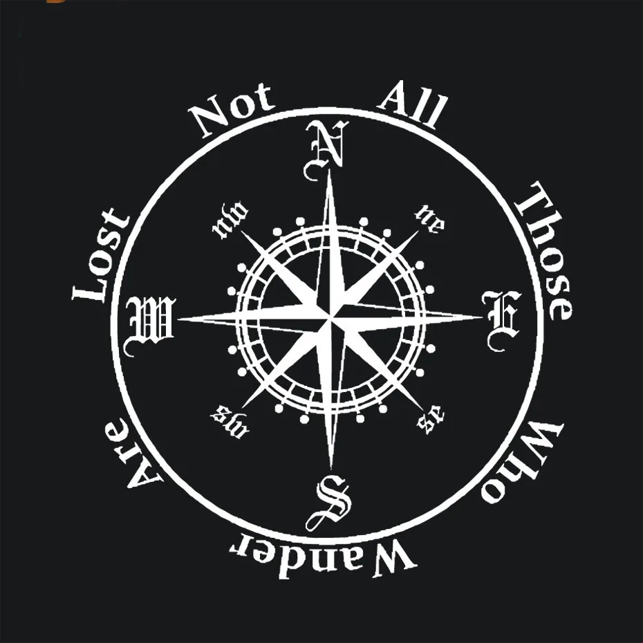 Compass Wall Sticker Waterproof Window Decal Not All Those Who Wander Are Lost Car Styling Decals Computer Sticker Home Decor Ar