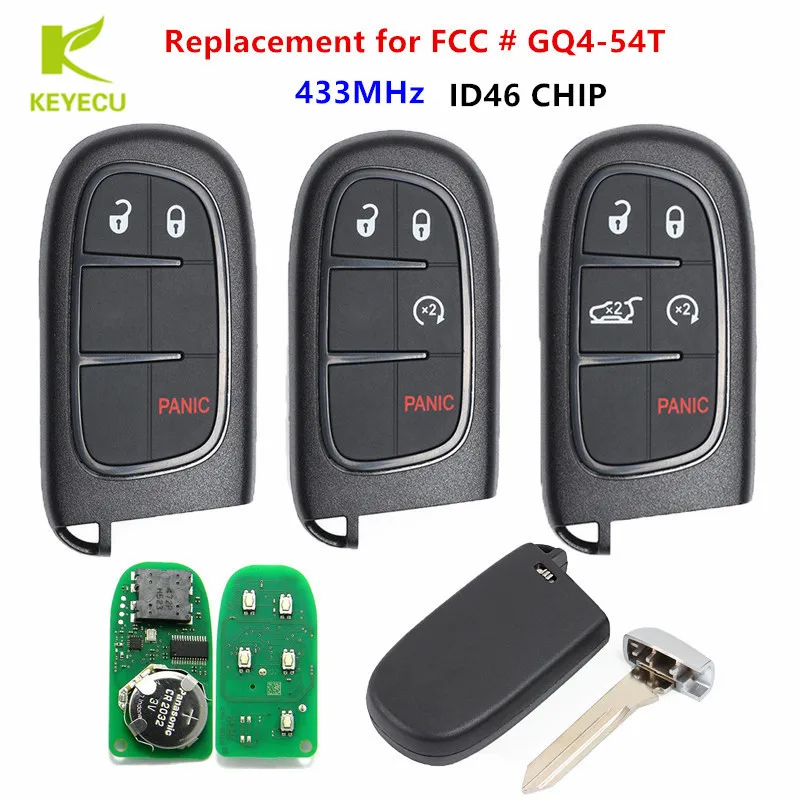 

KEYECU Replacement Remote Fobik Key FOB 433MHz ID46 Chip for RAM 1500 2500 3500 2013-2017 FCC ID: GQ4-54T