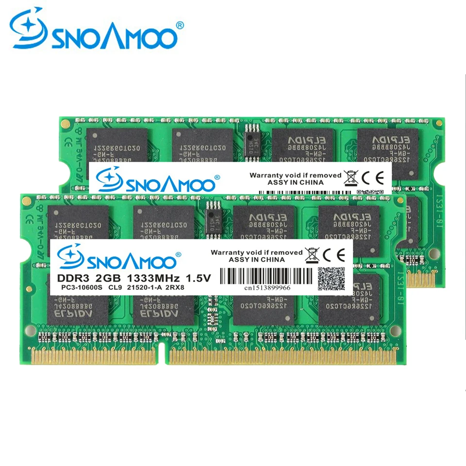 

SNOAMOO Notebook Memory DDR3 2GB 4GB 1333MHz 1600MHz PC3-10600S 1.5V SO-DIMM For Laptop Ram