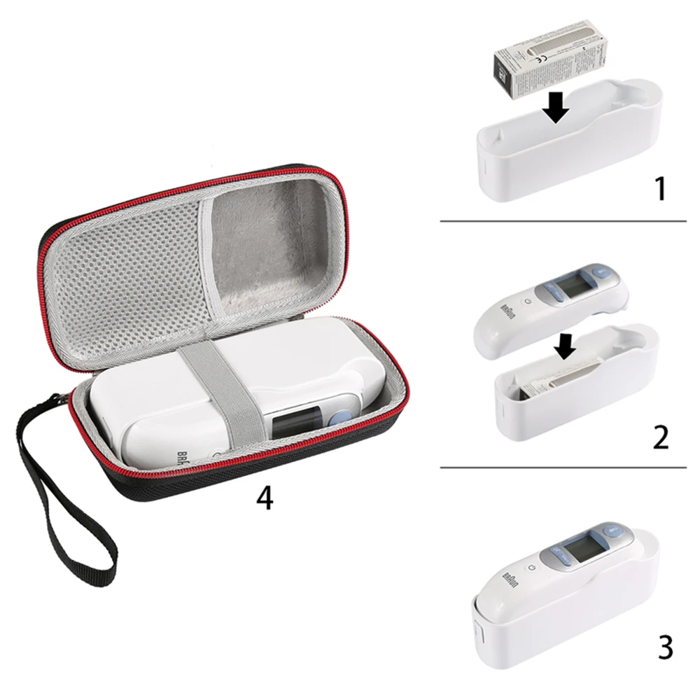 Portable Thermometer Hard Case for Braun ThermoScan 7 IRT6520 Carrying Storage Handle Bag Protective Protector (Only Case)