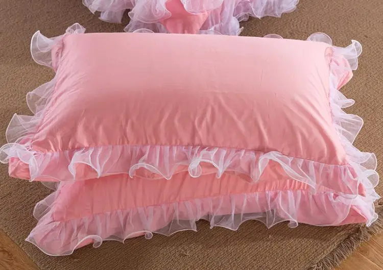 Imagem -06 - Conjunto de Cama de Renda Cor Sólida Tamanho King Queen Princesa Conjunto de Cama Meninas Capa de Edredom Saia de Fronhas Tecido Doméstico