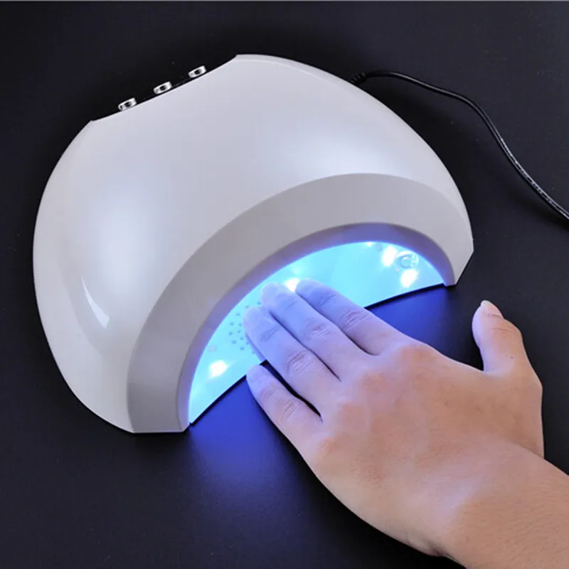 48W LED Nail Dryer White Light UV Lamp for Nails Manicure Machine Fan Drying Fingernail Gel Polish Curing Nail Art Salon Tool