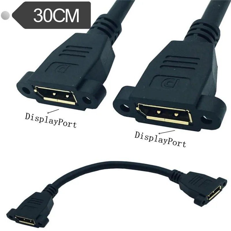 DP Display Port Female to Female Extension Cable Cord DP with Screw Hole Can Lock Panel Mount Cable Cable 30cm/0.3M