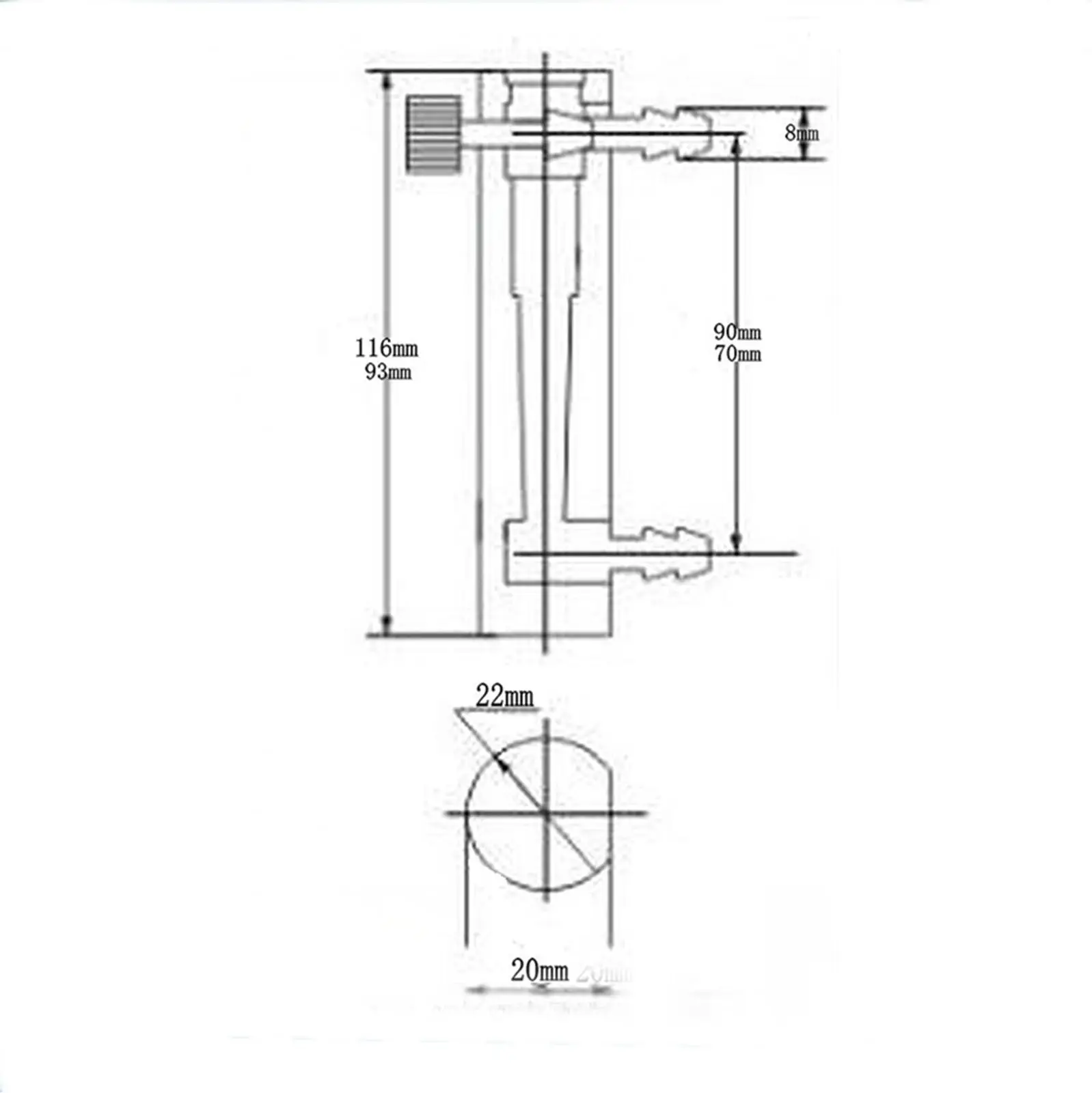 1-10L/min LZM-6T Acrylic Panel Gas Air Oxygen Flowmeter Rotameter With Control Valve 8mm Hose Barb 116mm Length