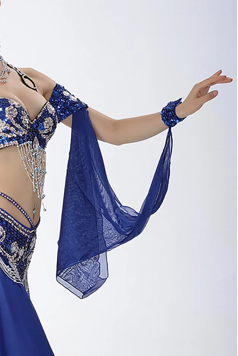 Belly Dance Costume Performances Accessories 1 Piece Arm Sleeves Wrist Adjustable Chiffon Sleeve Sequins Armbands 10 Colors