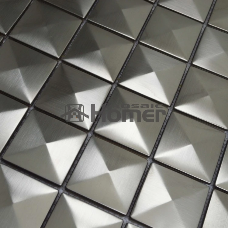 free shipping, grey stainless steel metal mosaic tile pyramid metal mosaic 3D wall metal wall backsplash tiles mosaic