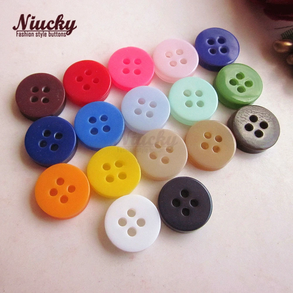 Niucky 11mm 17 Colors 4 Holes Thicken Bowl Colorful Pearlescent Shirt Buttons For Clothing Basic Resin Sewing Supplies R0201-019