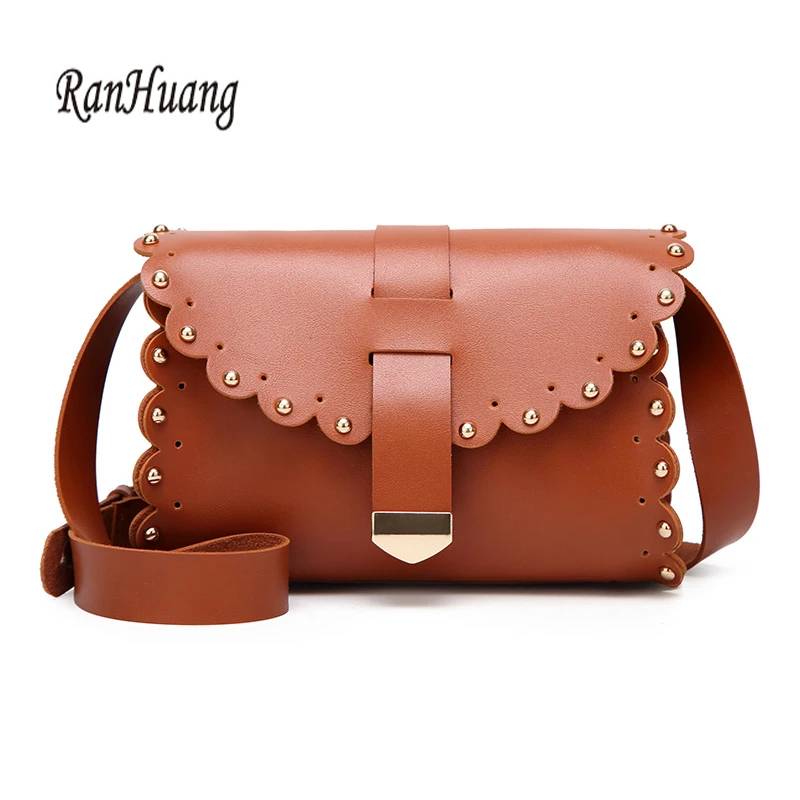 RanHuang Women Mini Shoulder Bags Fashion Handbags Pu Leather Messenger Bags Rivet Crossbody Bags Red White bolsa feminina A1332