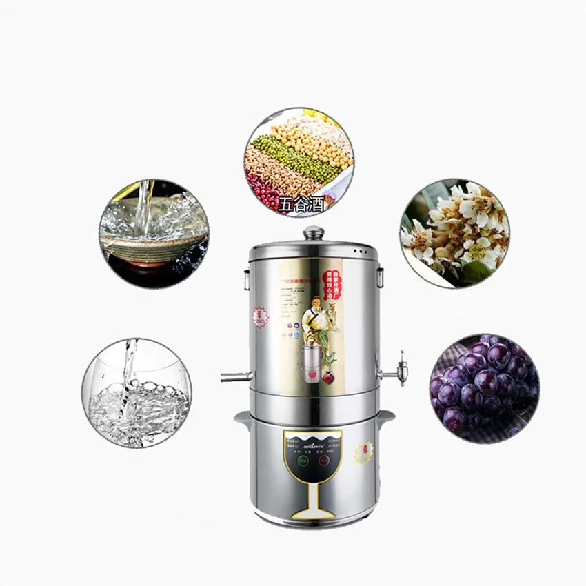 JB5 220 V/50 hz المنزلية الصغيرة التلقائي الخمور النبيذ 5L النبيذ باخرة تقطير النقي الندى التقطير المعدات 1500 W