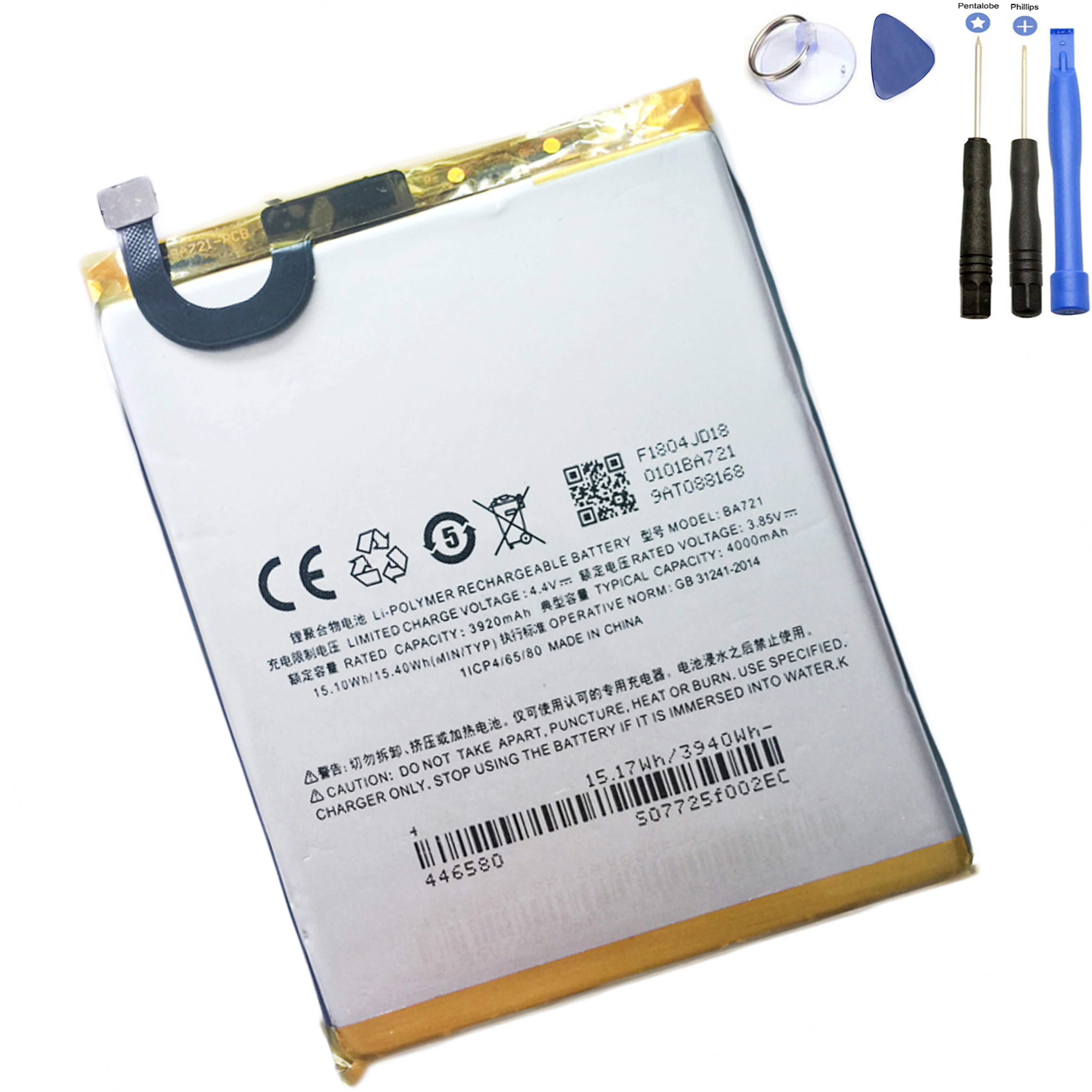 

3920mAh Phone Battery ForMeizu meilan note 6 BA721 battery M6 Note cell phone battery M721Q battery BA721 battery + repair tools