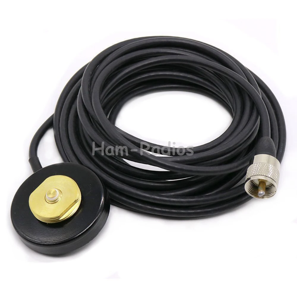 

NMO Mount Magnetic base 16 foot Antenna Cable Roof or Trunk for Mobile Radios PL259 Connector for Yaesu Kenwood HYT Vertex Icom