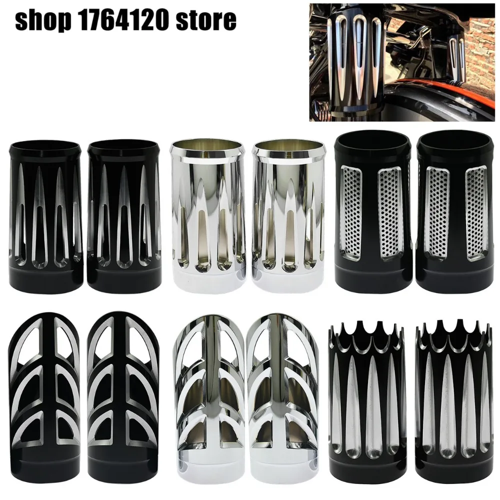 

Motorcycle Aluminum Fork Boot Slider Covers Absorber For Harley Touring Road King Street Electra Glide Trike Models 80-13 14-16