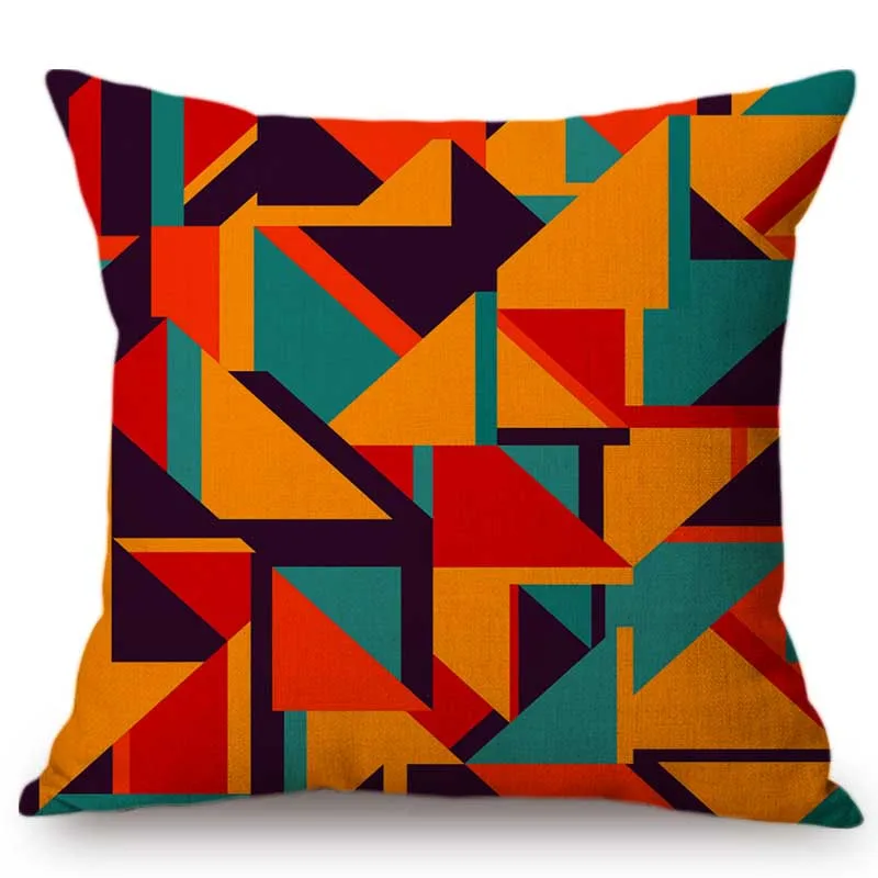 Orange Warm Color Tone Geometric Indoor Sofa Pillow Cover Winter Nordic Triangle Dots Half Circle Design Pattern Cushion Cover