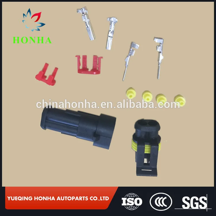 Conector de cable eléctrico impermeable para coche, Terminal de enchufe AWG HID, 282104-1 282080-1, 2 vías