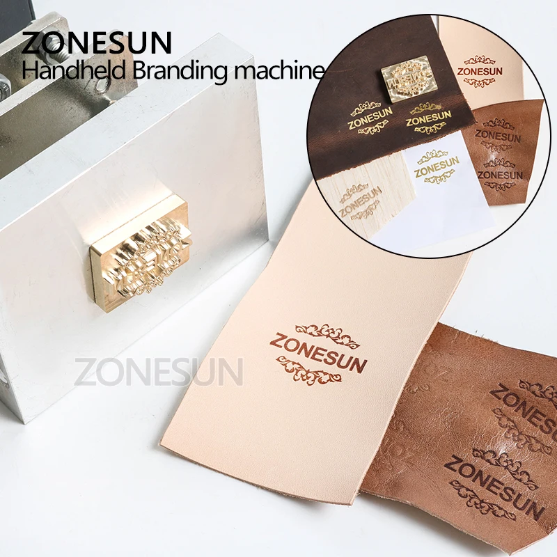 Máquina de prensado en caliente de mano ZONESUN, cuero, papel de madera, herramienta de grabado, sello de logotipo personalizado, hierro de marca