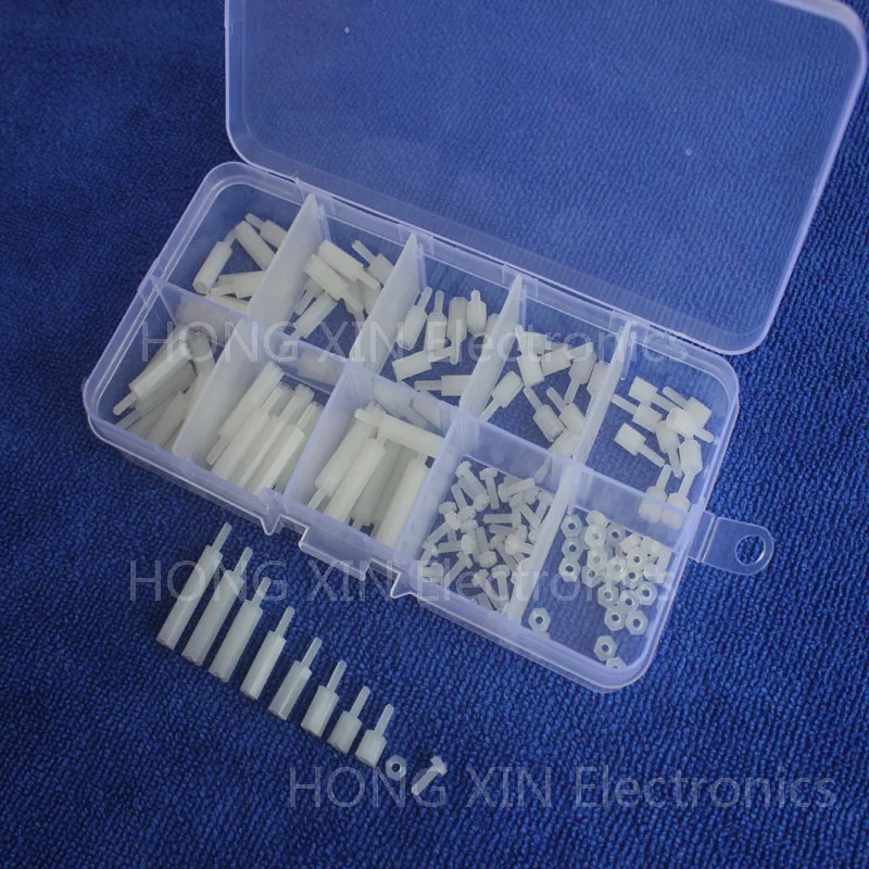 Hot sale 140pcs M2 Nylon Hex Spacers Screw Nut Assortment Stand off Accessories Kit Set Plastic White Bolt