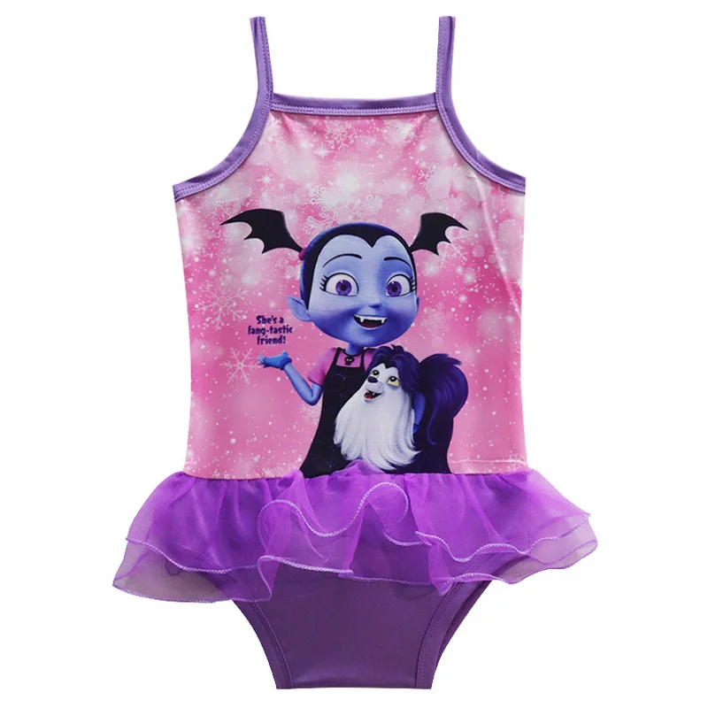 2018 nowy szlafrok fille Vampirina dziewczyny sukienka vaiana Bikini one piece Swim Bow wear dzieci mops dzieci trolle sukienka stroje kąpielowe