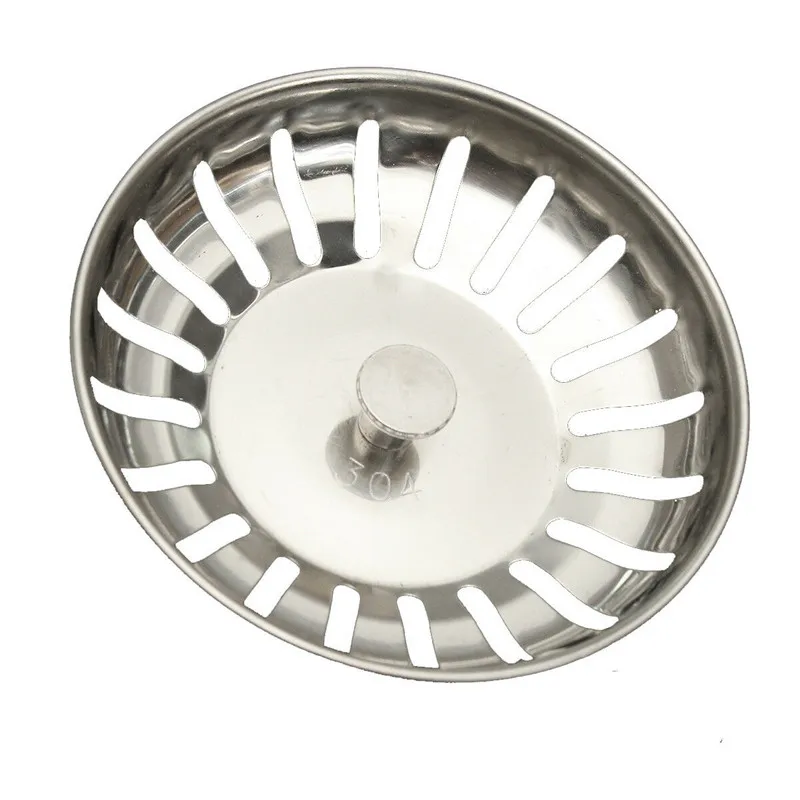 High Quality Thickened 304 Stainless Steel Sink Strainer Plug Drain Filter Basket Drainer Kitchen Sink Strainer Stopper Waste