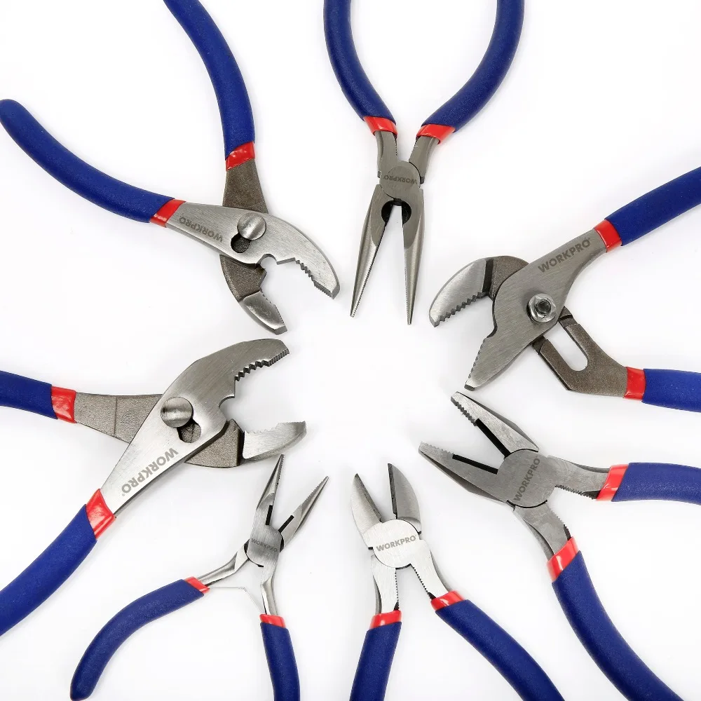 WORKPRO 7PCS Electrician Pliers Wire Cable Cutter Plier Set Plumbing Plier Long Nose Plier