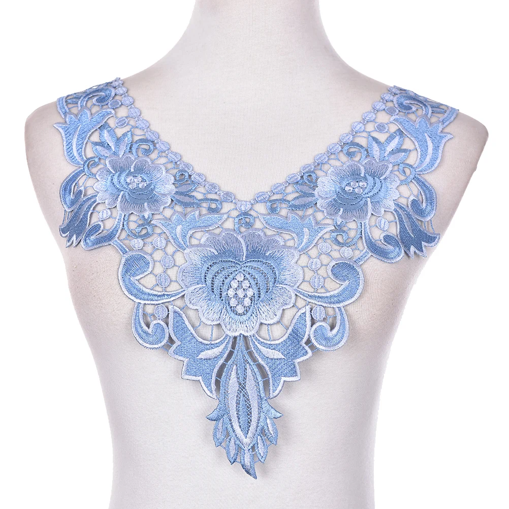 2017 New Sewing Applique Embroidery edge 1 PC Embroidered Lace Floral Collar Neckline Neck Collar Trim Clothes 7styles