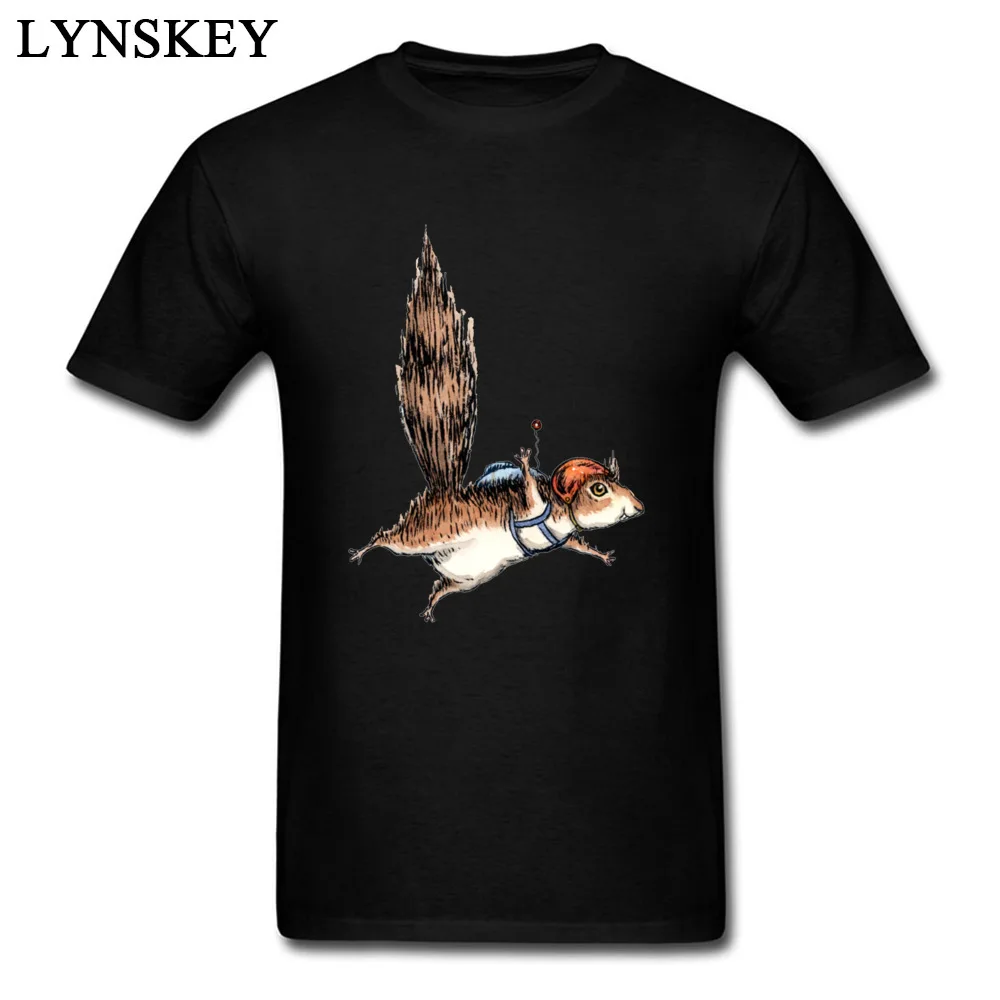 Cute Animal T-Shirts Funny Skydiver Squirrel With Wing Men\'s Hipster Summer Cool T-Shirt For Guys Custom 100% Cotton TShirts