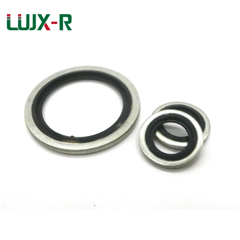LUJX-R Carbon Steel Galvanizing+NBR Combined Bonded Washer BS/A Rubber Gasket Rings G1/8,G1/4 British System/BSP Screw Plug Seal