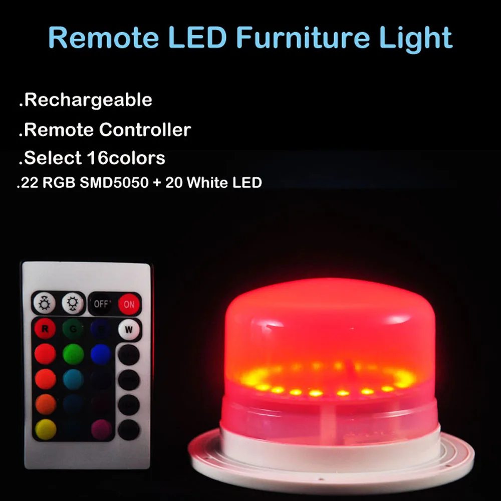 

Rechargeable RGBW LED Furniture Light Remote Controlled Under Table Decor Lighting for Home&Wedding Party Decoration 16 colors