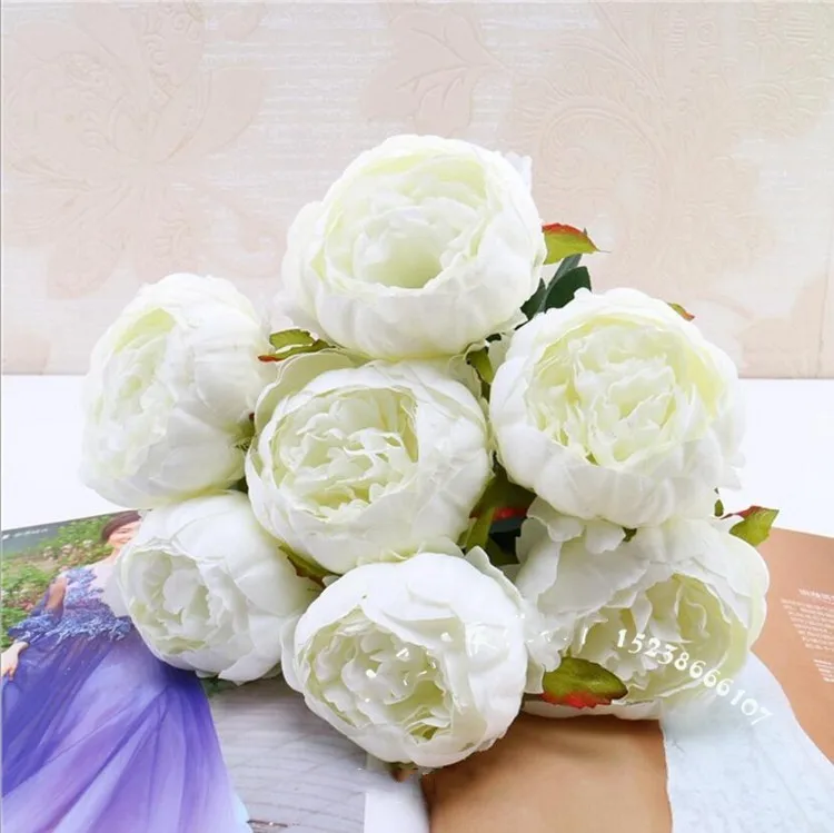 

European styl 7 head Peony Buds bouquet wedding bride Holding flower bridal hand hold flowers home decorative ornament 10pcs/lot