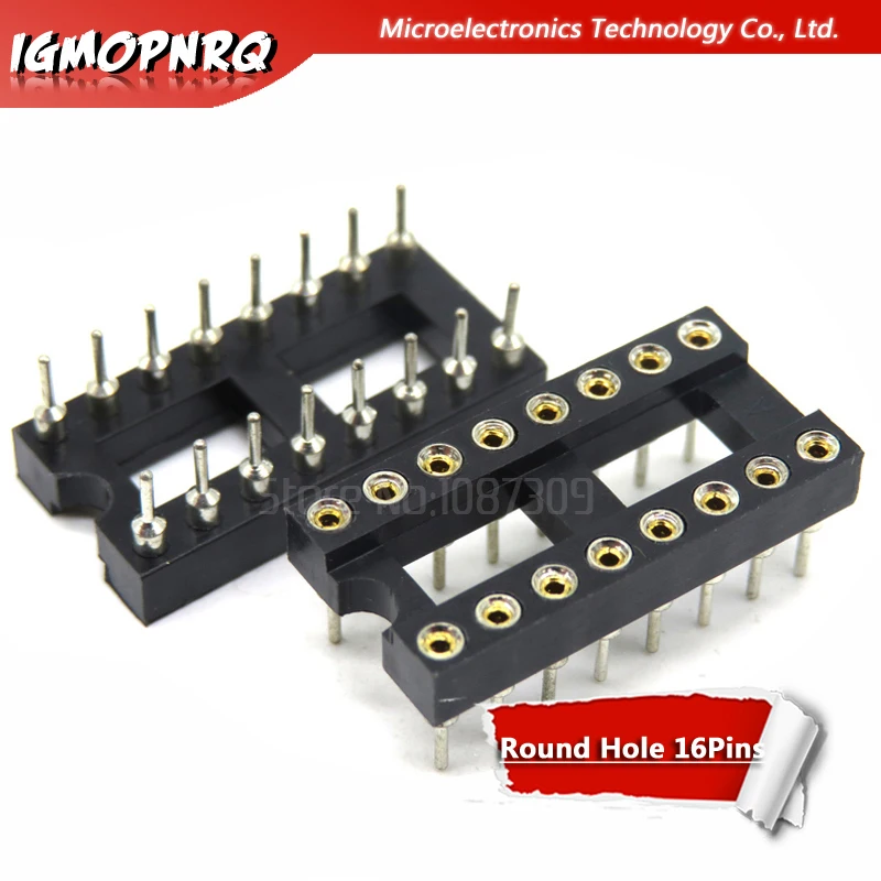 10pcs DIP16 Round Hole 16 Pins 2.54MM DIP 2.54  IC Sockets Adaptor Solder Type 16 PIN IC Connector