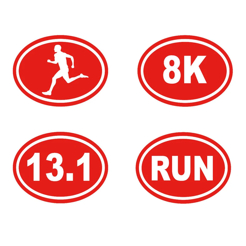 RUN, 8k, 13.1, Oval Running Triathlon Decal Car Window Running Race Marathon Vinyl Sticker (5\