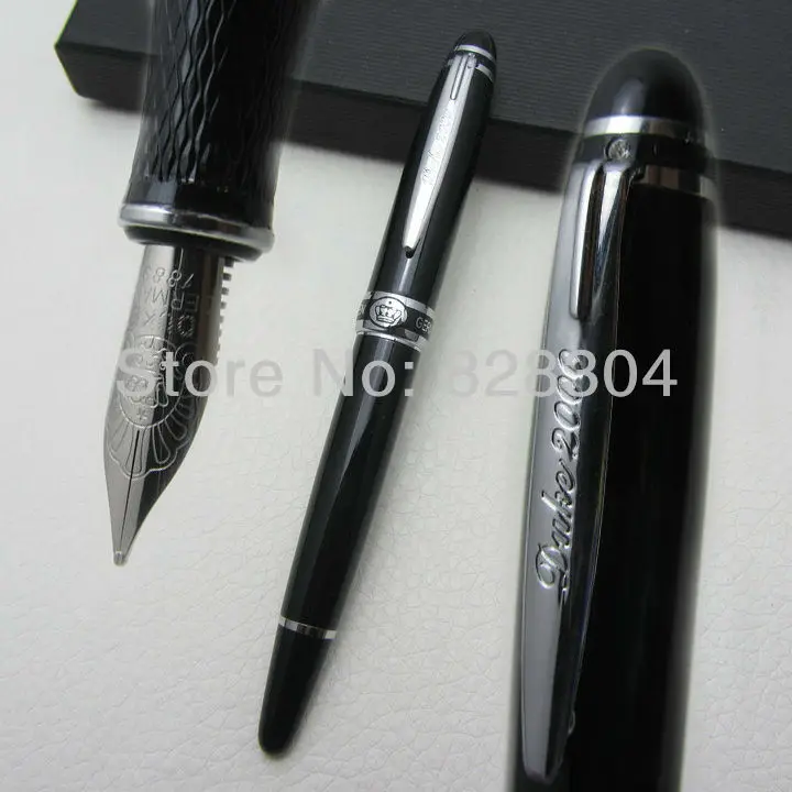 Duke upscale atmosphere, black and silver M nib fountain pen  gift pen shipping, perfect touch