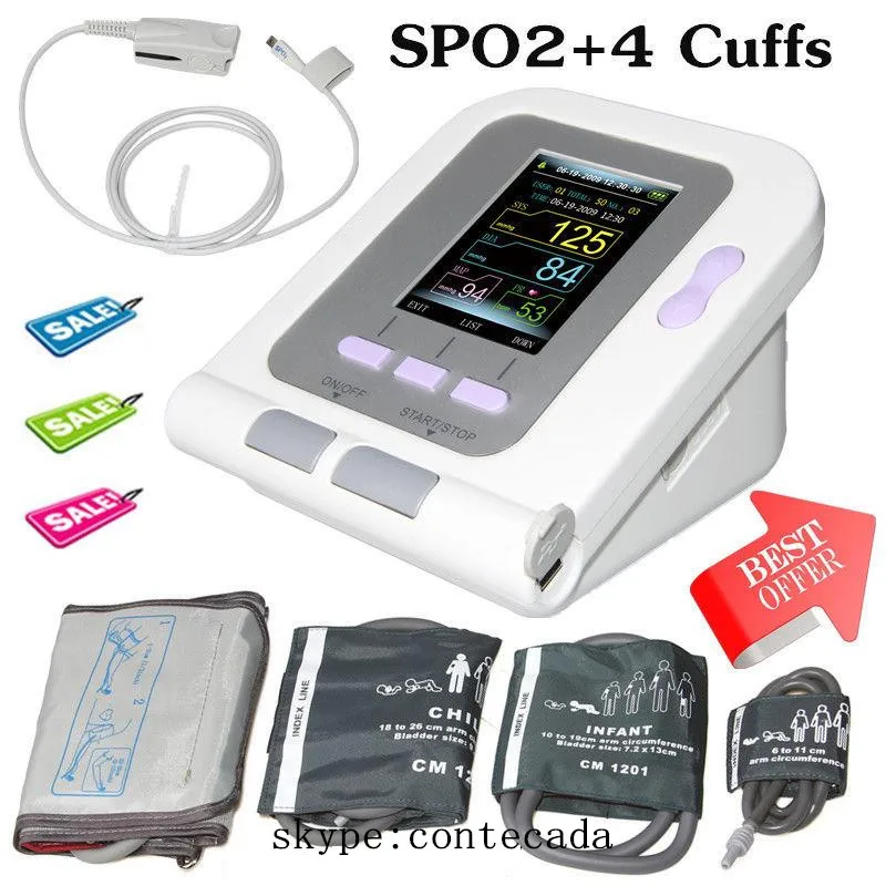 CE Digital Blood Pressure Monitor 08A+Infant Pediatrics/Child/Adult Cuffs+SP02 contec