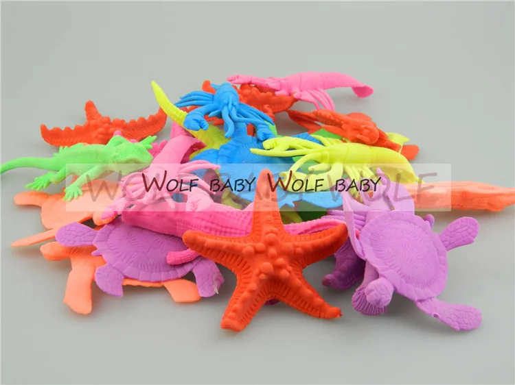 Bigger size 6pcs/pack patterns wholesales ocean animal growing toy Marine biology Plastic toys sea animals toy Soaking expansion