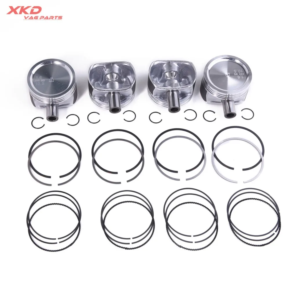 STD 4Pcs 76.5mm Piston & Ring Kit Fit For VW Jetta 11-16 1.6L EA111 03C198151 036107065DH