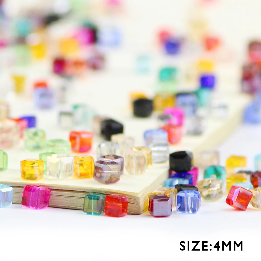 WLYeeS Austrian Square shape crystal beads 4mm 100pcs/lot Square Glass Loose bead for DIY Women Jewelry Necklace Bracelet Making