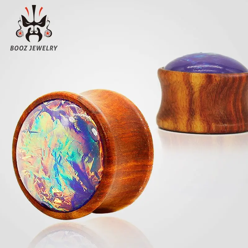 Kubooz New Colorful wood gem ear piercing calibri gioielli per il corpo orecchie tunnel e tappi con vendita di alta qualità per coppia 2 pezzi lotto