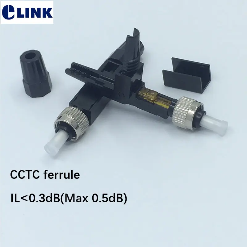 FTTH FC fast connector top ferrule IL 0.3dB(0.5db Max) SM Quick Cold Assembly field optic fibre connector ELINK factory 100pcs